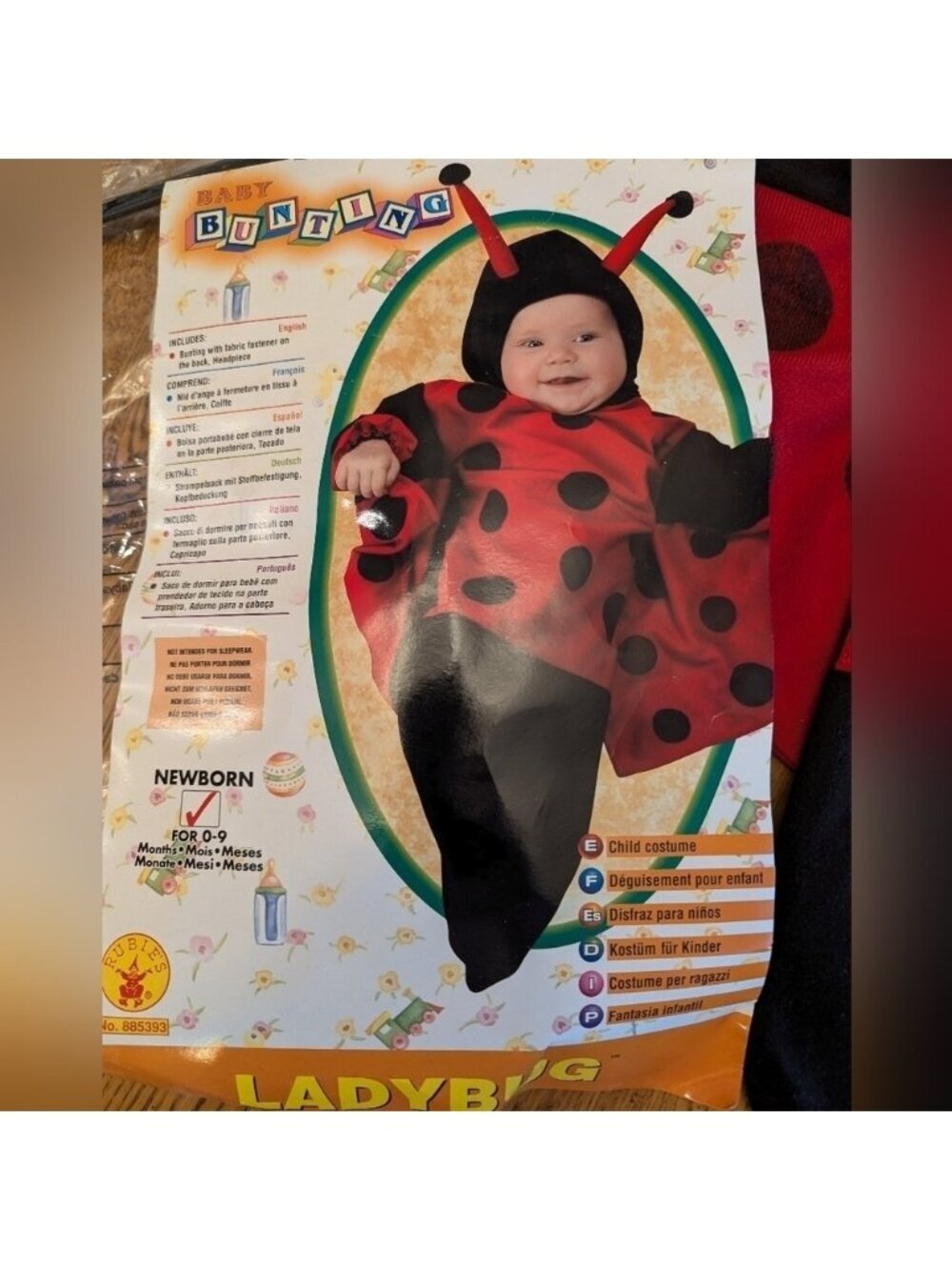 Rubies infant newborn Ladybug Costume  includes a bunting bag & soft head piece - Picture 10 of 10